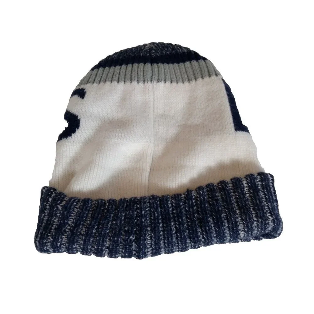 Dallas Knit Beanie Mens Blue White & Gray‎ Sports Cap Hat